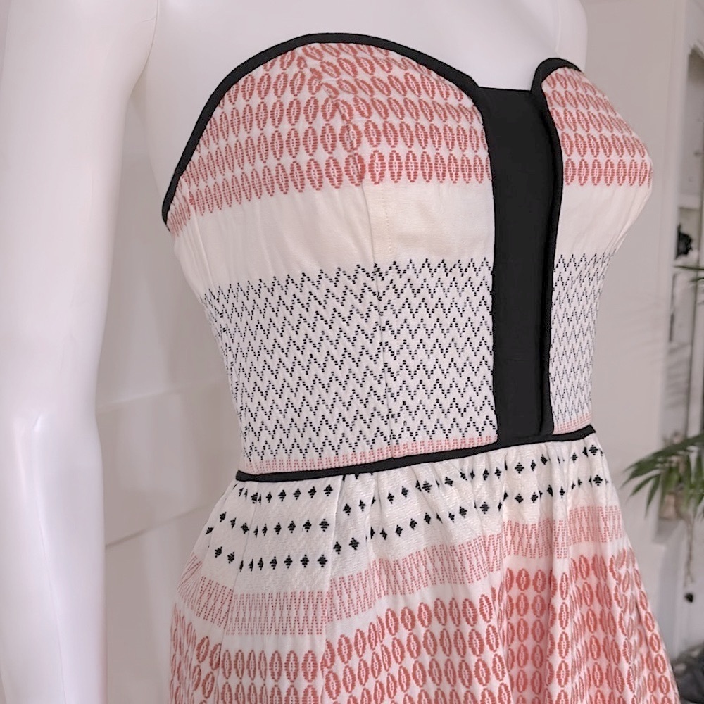 $250 NWT Anthropologie Ella Moss Quilted Embroidered Strapless Mini Dress